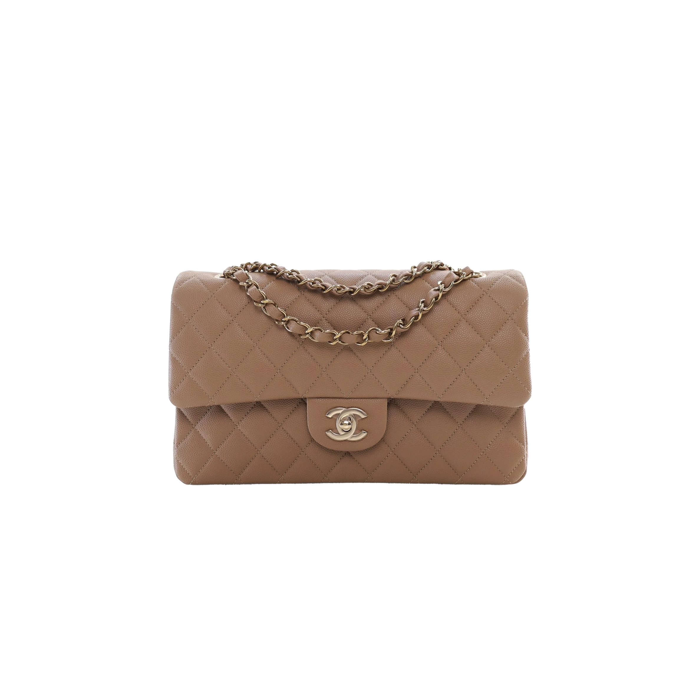 Ch*el classic flap medium taupe caviar as1112 (25*15*6cm)